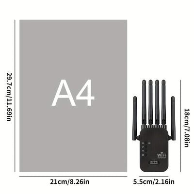 Extensor de WIFI Momotor-WIFI Signal Booster-2.4GHz WiFi Repeater con 6 antenas- Soporta WIFI6- Amplificador y puerto Ethernet- Adaptador de red doméstica Extensor de red inalámbrica de larga distancia Soporta puerto Ethernet para hogar, centros comercia