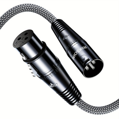Cable de micrófono XLR masculino a femenino trenzado de nailon, equilibrado de 3 pines, adecuado para micrófonos, sistemas de altavoces, estaciones de radio, estudios de grabación.