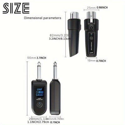 Adaptador de Micrófono Dinámico XGeS a XLR para Aventuras al Aire Libre - Sistema de Transmisor y Receptor Inalámbrico con Carga USB-C, Pantalla Digital de 2.4GHz, Ideal para Guitarra, Mezcladores de Audio y Sistemas de PA, Micrófono Inalámbrico Recargab
