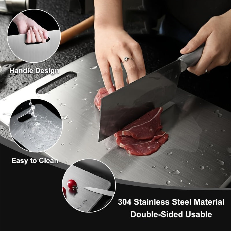 Tablero de corte de acero inoxidable de doble cara de alta calidad - Grado alimenticio, conserva el sabor original sin dañar la cuchilla, varios tamaños disponibles