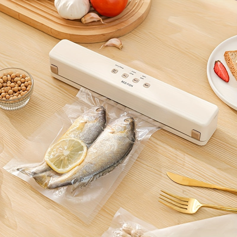 Máquina de sellado de vacío inalámbrica para conservación de alimentos - Separación húmeda/seca, recargable por USB, batería de litio de 1500mAh, máquina de sellado portátil de plástico para uso doméstico, conservación de alimentos en casa | Diseño elega