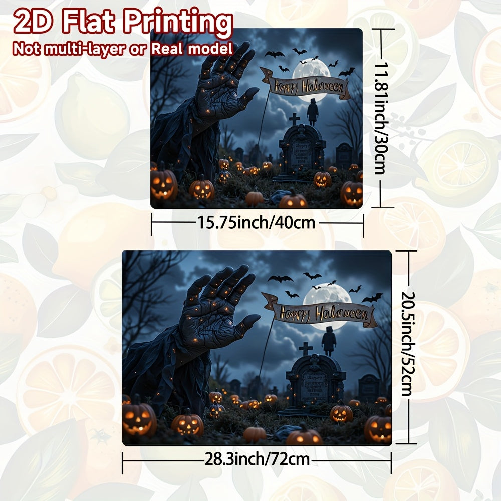 1pc Protector de Estufa para Halloween - Escena Espeluznante con Calabazas, Alfombrilla Antideslizante para Cocinas a Gas/Inducción, Lavadoras y Secadoras - Decoración Fácil de Limpiar (1 pieza), Accesorio Festivo, Diseño Plano 2D, Cubierta para Encimera