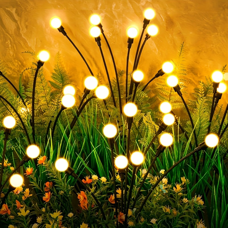 6 luces solares para jardín tipo luciérnaga, color blanco cálido, ideales para regalos de Navidad, Pascua y Halloween