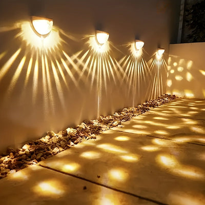 5 piezas, luces solares para vallas, luces para barbacoas, luces solares para paredes, luces solares para exteriores, luces solares montadas en pared, IP44, 6 luces LED negras, jardín, hogar, patio, garaje, camping, Halloween, decoración de fiestas de Na