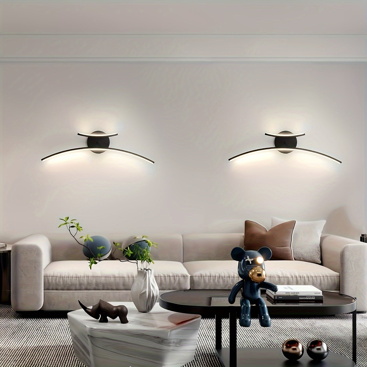 1pc Luminaria de pared moderna LED de iluminación interior, lámpara de pared lineal, pantalla de sombra metálica semiempotrada para baño, sala de estar, comedor, decoración de espejo de pared, incluye hardware de instalación, cableado, 85V-265V