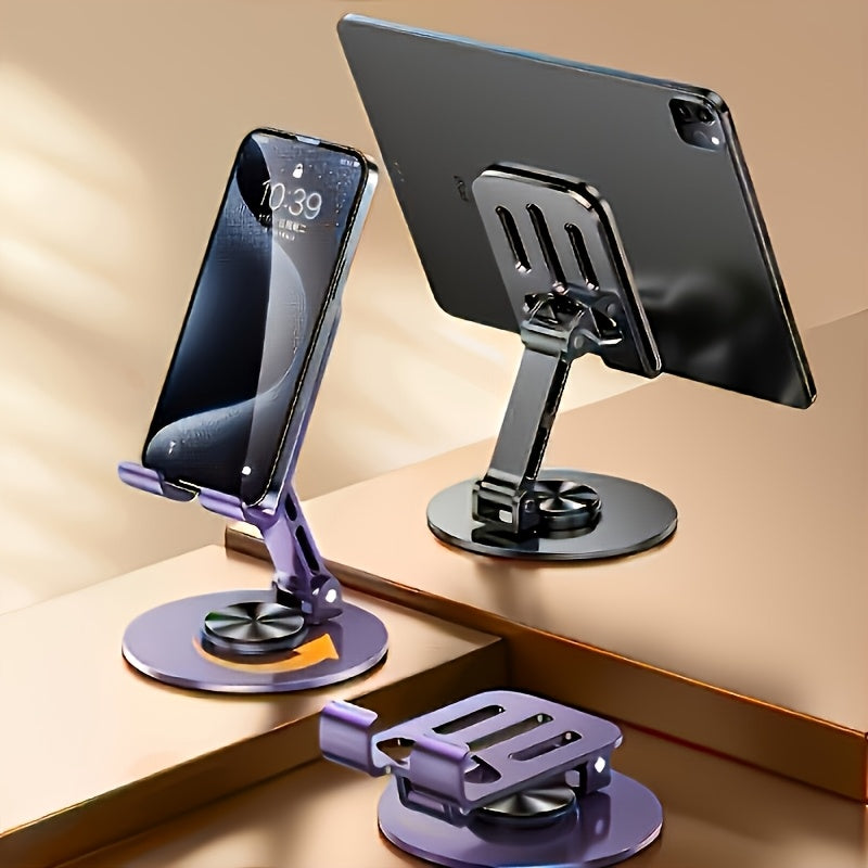 Soporte Giratorio de 360 Grados para Teléfono y Tableta de Metal, Compatibilidad, Base Antideslizante, Metal, Compatibilidad Universal
