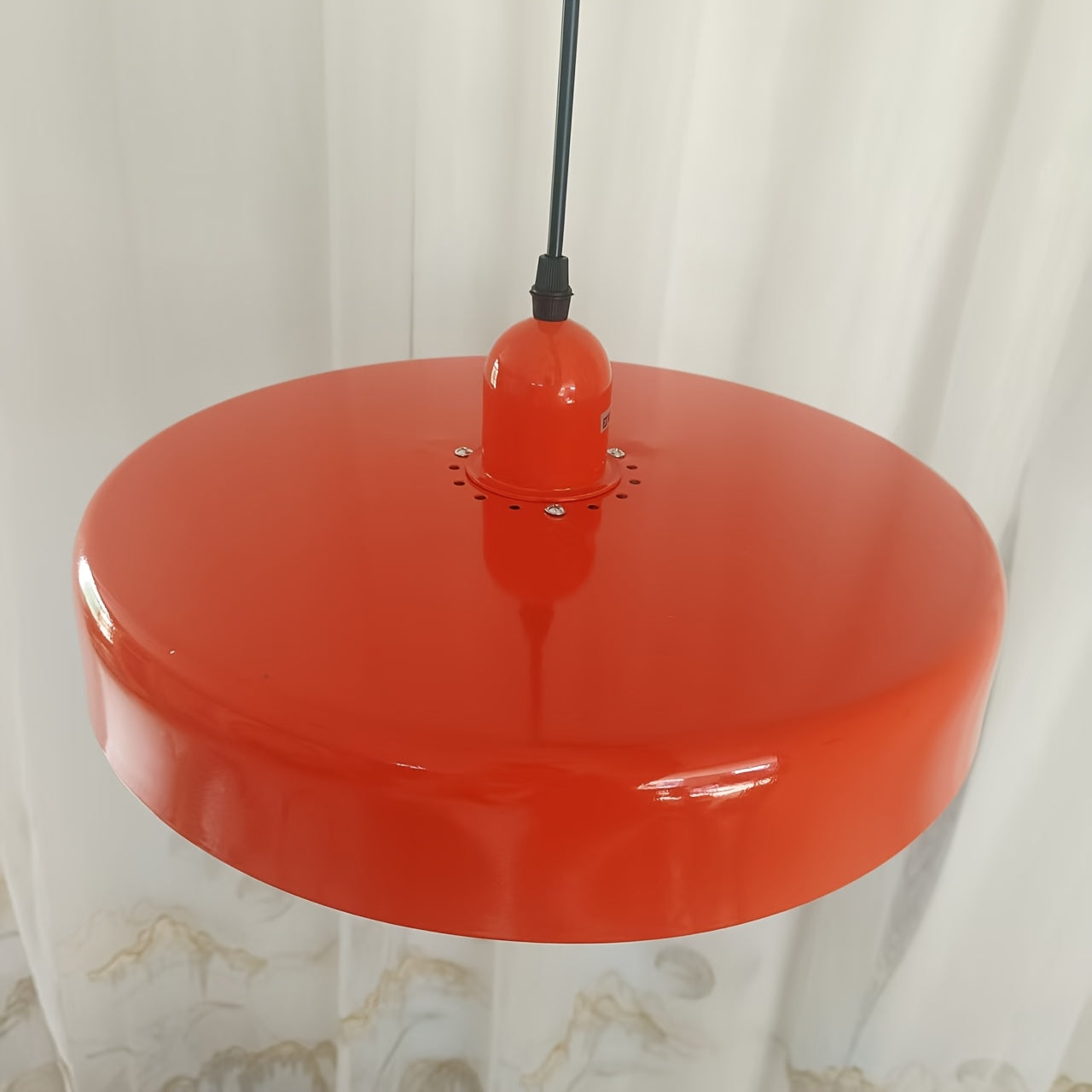Arandela Vintage, Diseño Medieval Moderno con Pantalla Elegante de Metal Naranja, 3 Capas, Lámpara Colgante Nórdica Redonda para Isla de Cocina o Mesa de Comedor y Dormitorio