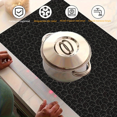 1pieza Alfombrilla de silicona extra grande para encimera, se puede cortar, alfombrilla de protección para estufa antiarañazos y resistente al calor, fácil de limpiar, cubierta antideslizante, alfombrilla de aislamiento resistente al aceite, adecuada par