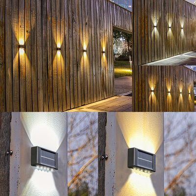 Luces de Pared Solares Nórdicas con Viento, Actualización de 6 LED a 10 LED, Iluminación Exterior Luz Blanca Cálida para Patio y Villa, Luces Decorativas Fáciles de Instalar en Jardín, Porche, Cerca y Terraza
