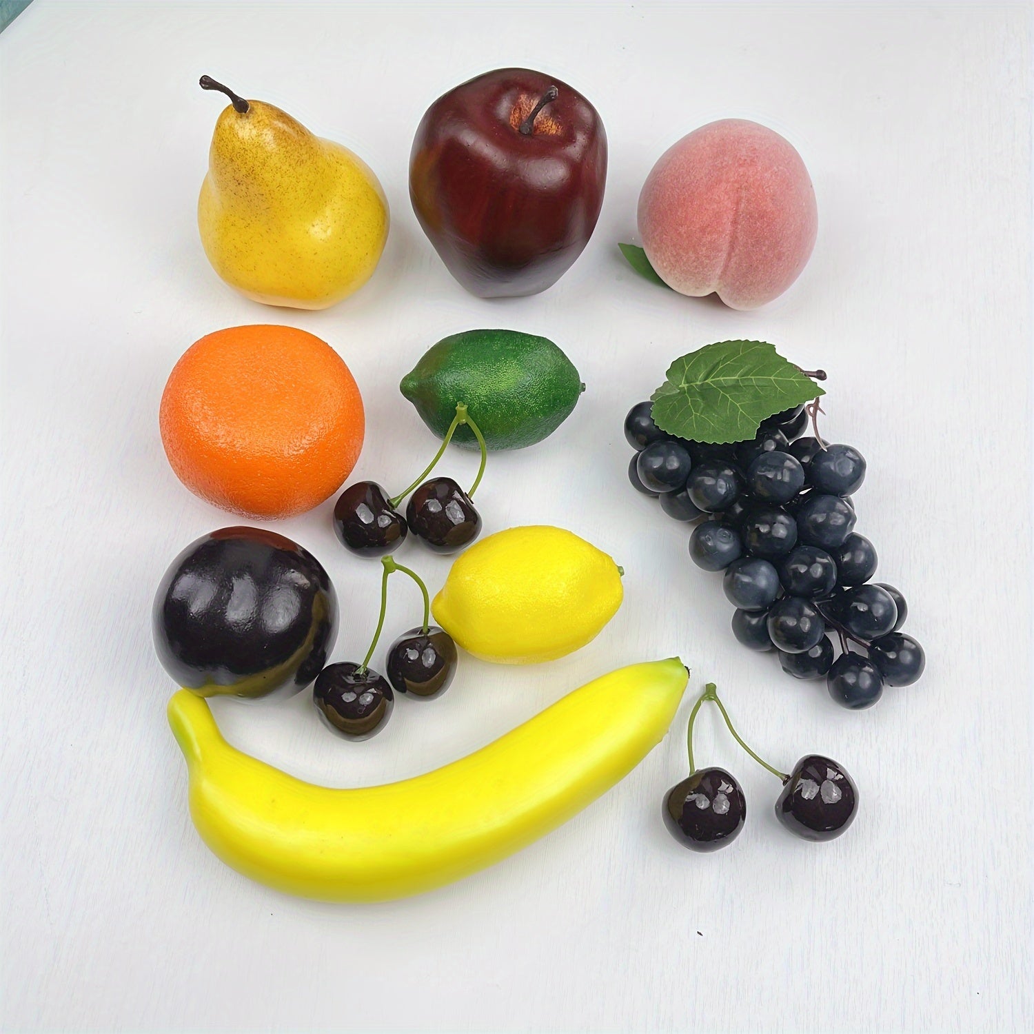 Juego de Frutas Artificiales para Decoración, Accesorios de Frutas Falsas, 10 Tipos de Frutas (Total 12 piezas)