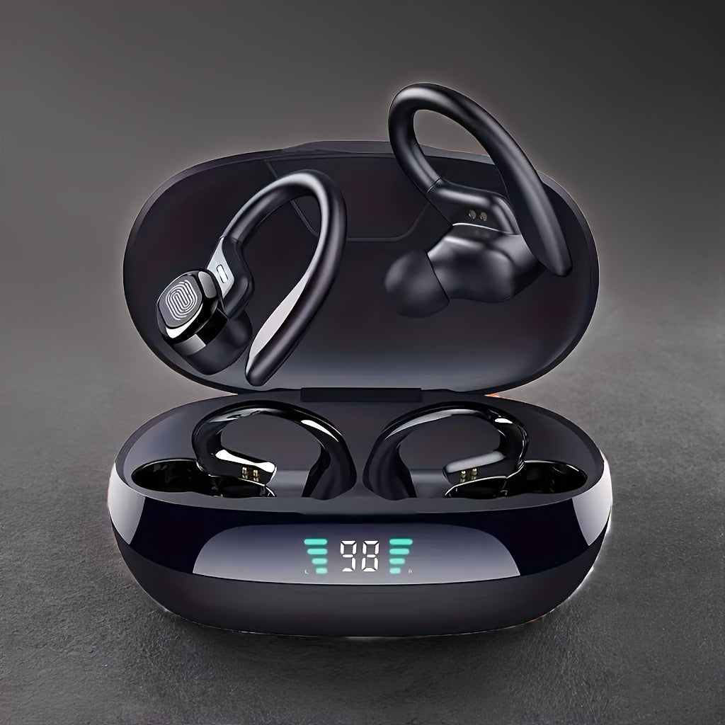 Auriculares inalámbricos con micrófono HD incorporado, estuche de carga con pantalla LED, emparejamiento automático y batería de larga duración, ideales para deportes, ciclismo, conducción y uso diario, carga tipo C, con aplicación para iOS y Android, pe