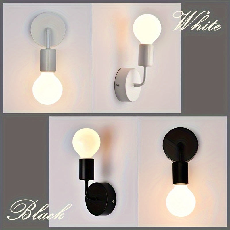 Aplique de pared estilo nórdico moderno - Base para bombilla E27, montaje semiempotrado, acabado en hierro, ideal para sala, dormitorio, pasillo, comedor, cocina - Sin bombilla incluida, iluminación de pasillo | Diseño minimalista | Lámpara de hierro fun