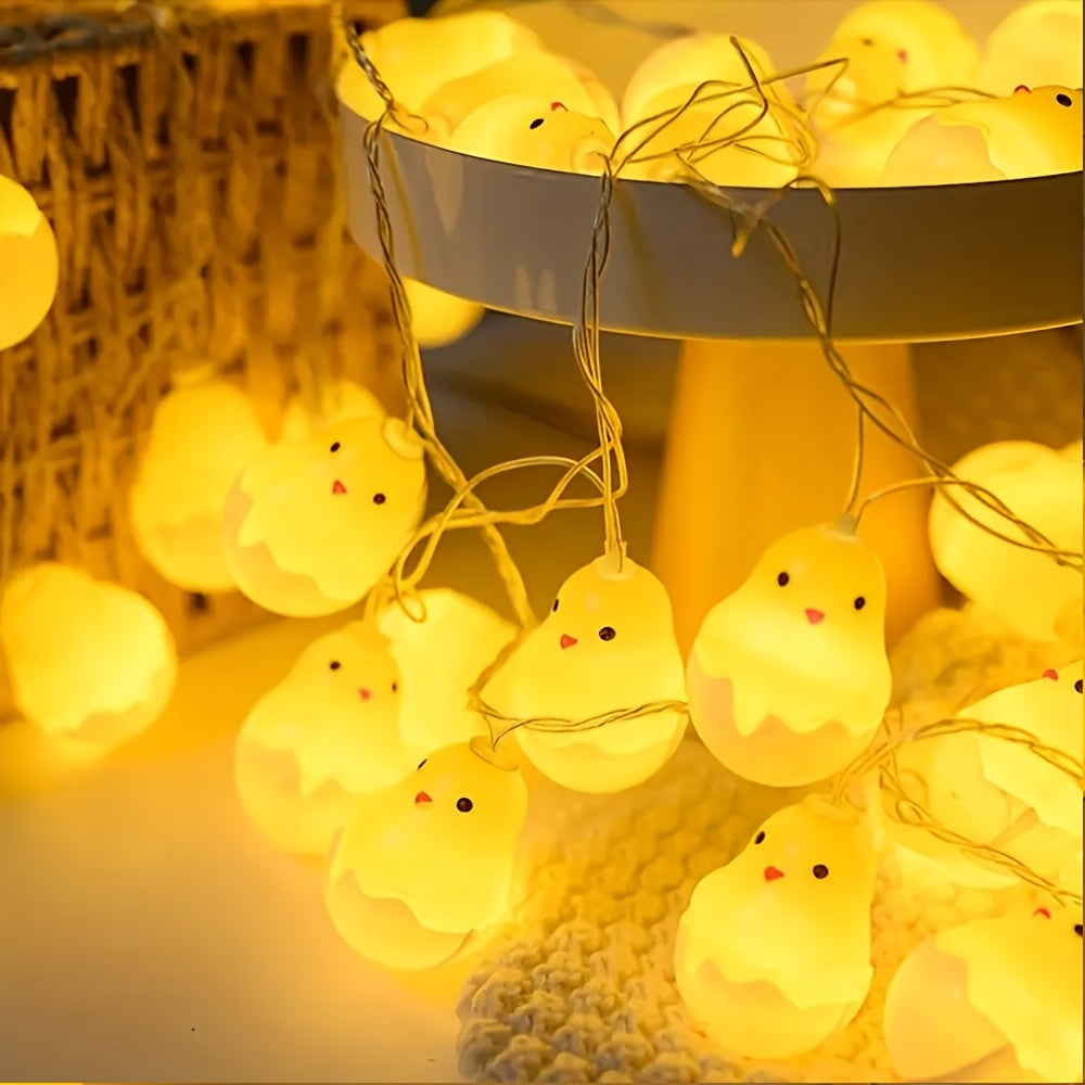 1 pieza de encantadoras luces de cadena LED de cascarón de huevo de pollo - alimentadas por batería, cálido resplandor amarillo para decoraciones de Pascua y Navidad, ambiente hogareño e interior, material PP, sin baterías incluidas, encantadoras luces p