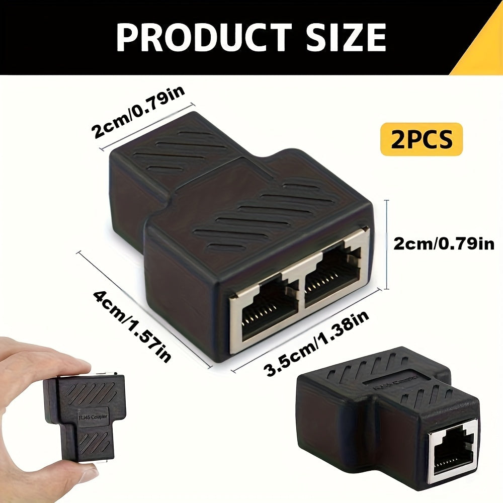 Divisor de Ethernet RJ45 2/4, adaptador de puerto masculino 1 a 2, compatible con cable Cat5/Cat6, permite que dos computadoras se conecten simultáneamente, adaptador de expansión de red