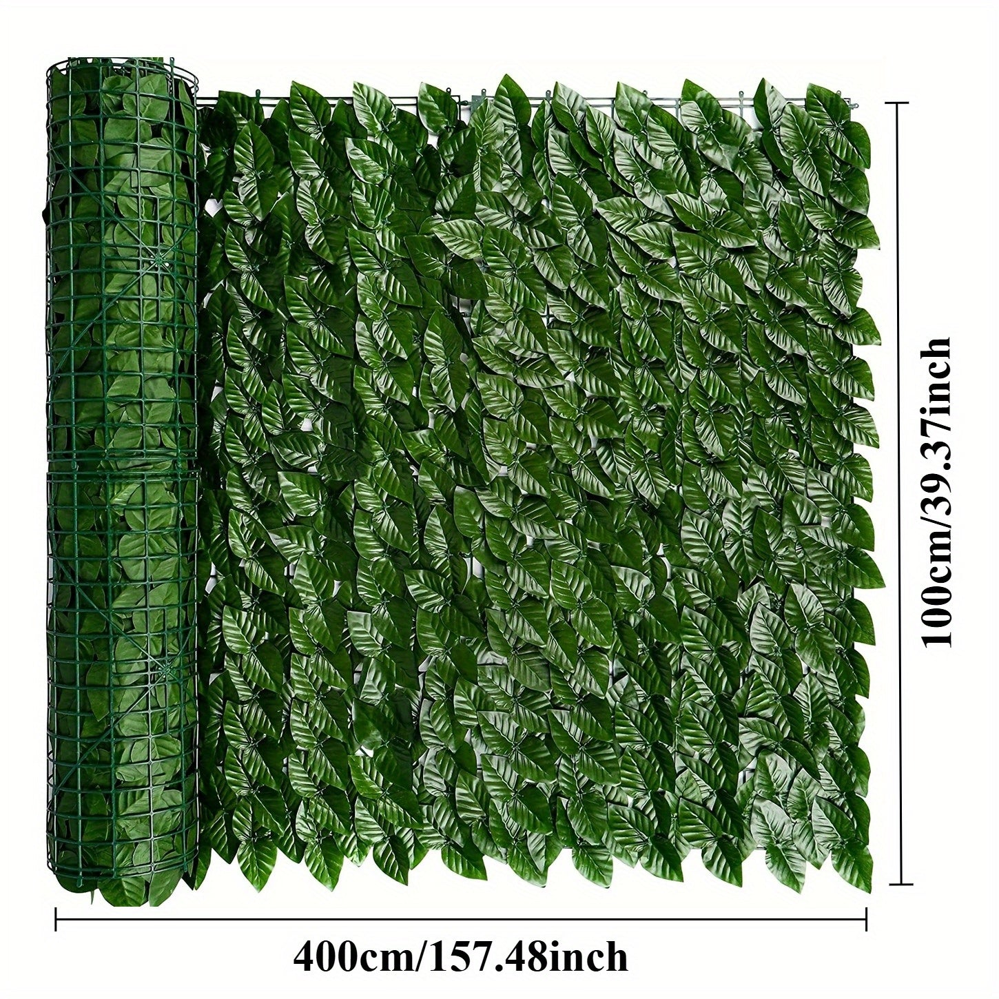 1 rollo de 157 pulgadas x 39 pulgadas (4m x 1m) de hiedra artificial para privacidad, pantalla de pared de follaje artificial para decoración de exteriores, patio y jardín, panel de seto con enredaderas verdes, ideal para decoración festiva de patios