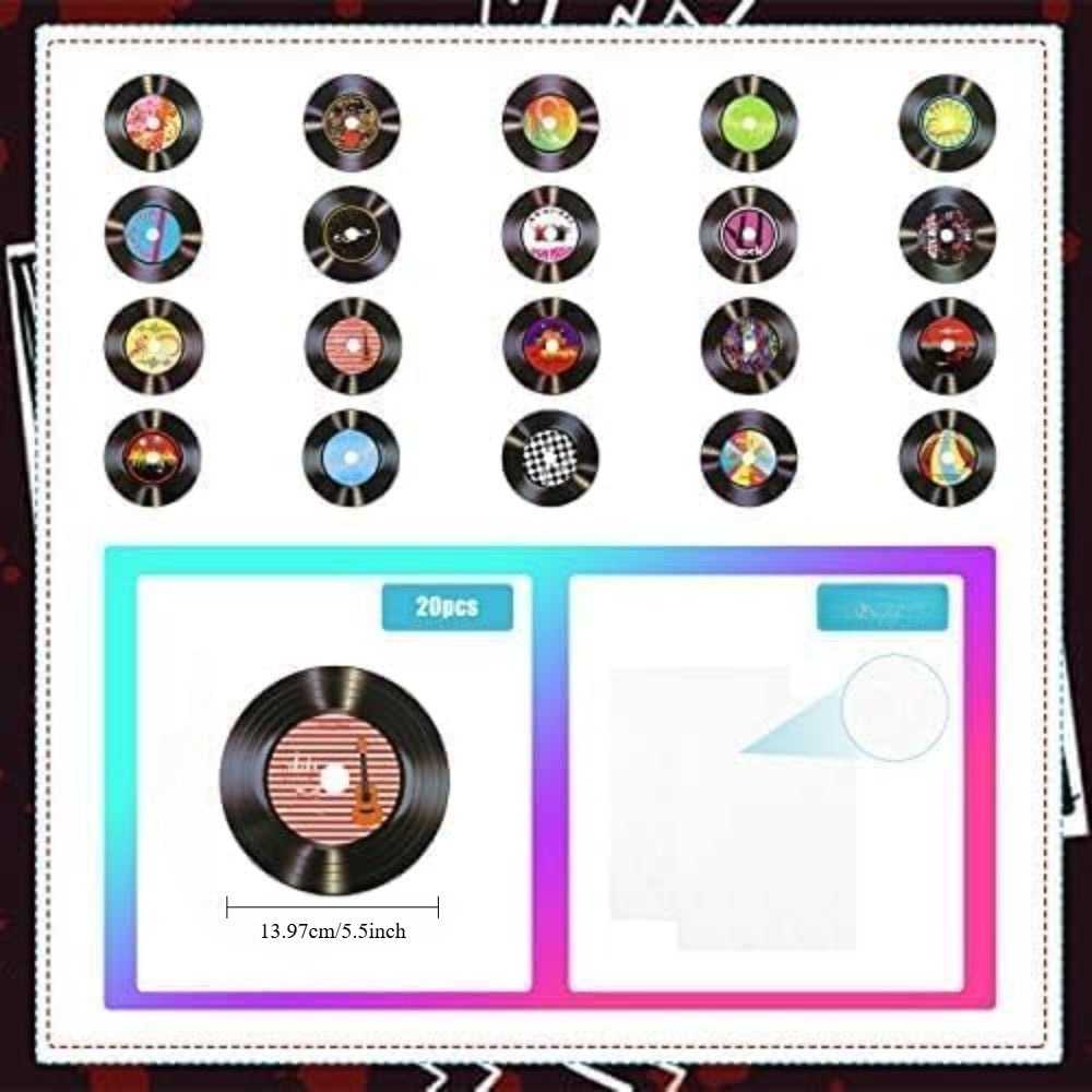 Decoración de Discos de Vinilo en Blanco (Material Cartón), Decoración de Discos de Vinilo