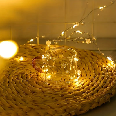 1 cadena de luces LED en forma de perla, adecuada para iluminación de escenario, dormitorios, bodas, decoraciones navideñas y festivas, alimentada por batería (sin incluir baterías, 199.95 cm/200.0 cm, 20 LEDs)