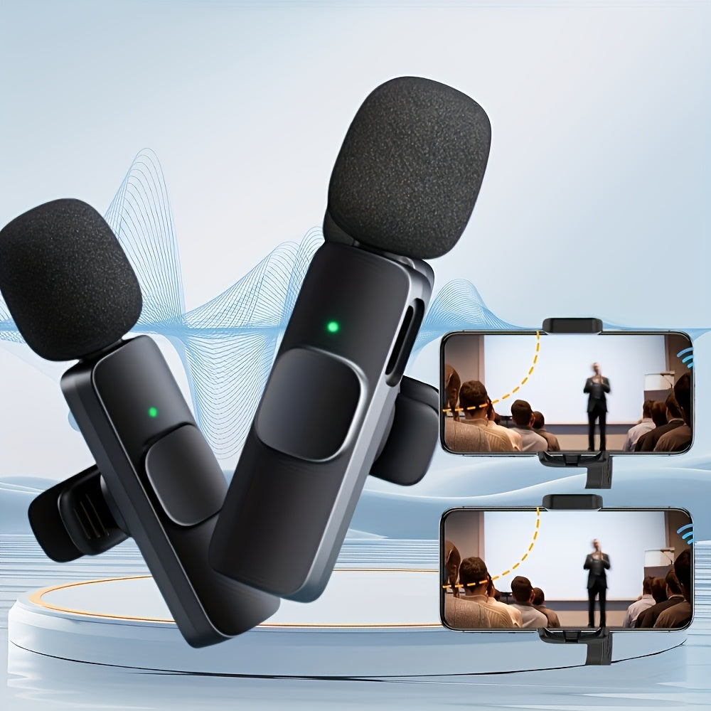 Micrófono inalámbrico profesional con clip| Micrófono lavalier| Conector USB Type-C| Reducción de ruido| Plug&Play| Ideal para vlogs, transmisión en vivo, entrevistas| Compatible con teléfonos inteligentes y portátiles, fácil de usar y transportar| Micró