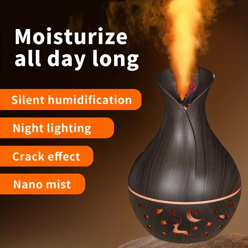 1pc YAIAWISU Humidificador Portátil USB con Difusor de Aceites Esenciales, Funcionamiento Silencioso, Apagado Automático, Luces de 7 Colores, Luz Nocturna, para Uso en Casa y Oficina - Material Plástico