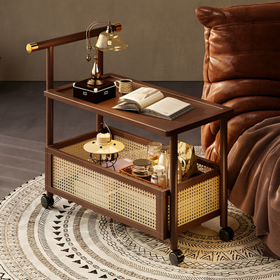 Carro Rodante de Madera de Lujo con Cestas y Estantes para Almacenamiento - Juego de 1, Mesa Lateral Moderna Multifuncional para Sala de Estar, Dormitorio, Oficina - Fácil Montaje, Organizador Móvil Compacto, Estantes Prácticos, Repisas Utilitarias
