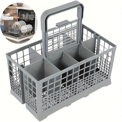 1 estante plegable para platos con cesta multifuncional para cubiertos, almacenamiento de cuchillos y tenedores, diseño que ahorra espacio, fácil de limpiar, accesorio duradero de plástico para lavavajillas - Se adapta al 99% de los lavavajillas de tamañ
