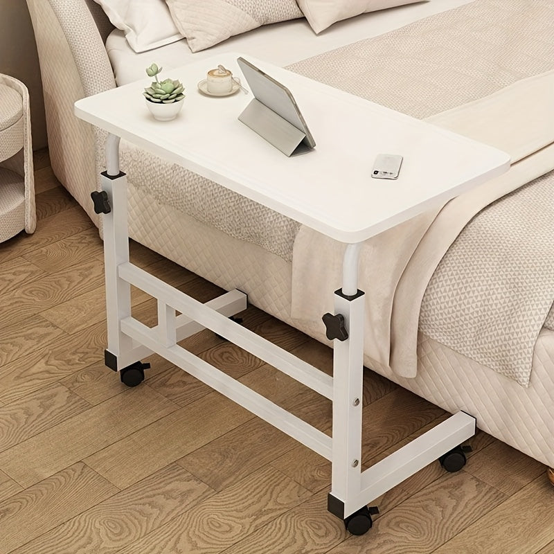 Escritorio Móvil de Altura Ajustable Fácil Montaje - Mesa Auxiliar de Madera Suave y Metal, Estación de Trabajo Compacta para Oficina en Casa, Dormitorio o Estudiantes - Sin Necesidad de Energía, 4 Ruedas, Diseño Minimalista, Portátil