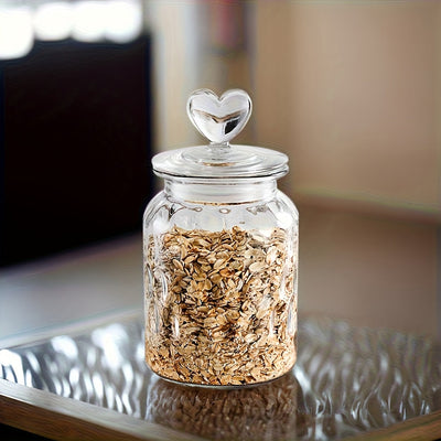 Tarros de Vidrio en Forma de Corazón para Alimentos 22oz/32oz/45oz - Contenedores Herméticos y Elegantes, ¡Perfectos para Granos y Galletas!