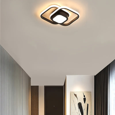 1pc Luz de Techo Dorada con Patrones Geométricos Inspirados en Árabe - Cuadrado, Ajustable, Lujo Moderno, Iluminación Semi-Encastrada para Pasillo, Balcón y Dormitorio, Diseño Cerca del Techo, Cableado Fijo, 110V-240V, Lámpara para Sala de Estar