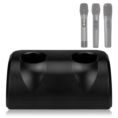 1pc Soporte de micrófono inalámbrico de doble ranura Heikuding, base de almacenamiento de escritorio de plástico para el hogar, fiesta, KTV - Negro