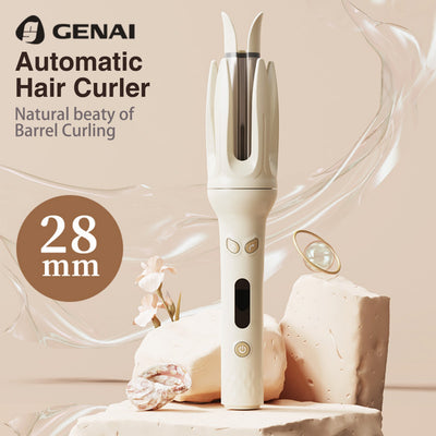 Rizador de cabello automático GENAI, rizador de 28mm con 4 modos de temperatura ajustable, rizador inteligente con sensor, apagado automático en caso de enredo o atasco