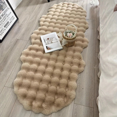 Alfombra suave de pelo sintético de conejo con diseño de olas - Lavable a máquina, antideslizante, de poliéster, decorativa para sala, dormitorio, oficina y porche - Barrera de humedad, liviana, forma irregular