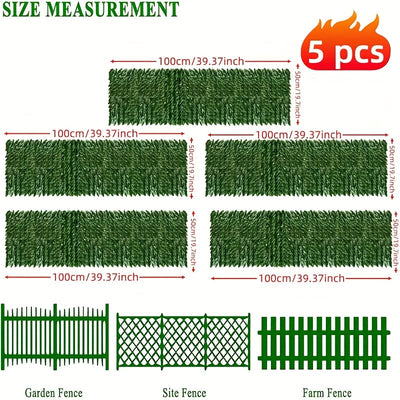 5 Rollos de Pantalla de Hiedra Artificial para Privacidad, Panel Decorativo de 500x50cm, Cobertura Duradera y Fácil Mantenimiento para Patio, Balcón, Jardín o Interior/Exterior - Exclusivo para Residentes de Apartamentos, Hoja Verde Lujosa a Prueba de In