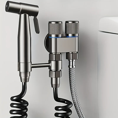 Juego de regadera de acero inoxidable 304, color gris metalizado, válvula de doble salida con manguera suave de 78 pulgadas, fácil instalación, ahorro de agua, limpieza higiénica, función de masaje suave, no requiere electricidad