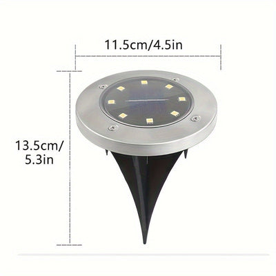 12PCS Luces de jardín solares - Luminaria LED eficiente en energía con sensor de luz, montaje semi-hundido, pantalla de lámpara de acero inoxidable pulido, cuerpo de ABS, fixture decorada con cristal desmontable, base de bombilla B15d, batería de níquel