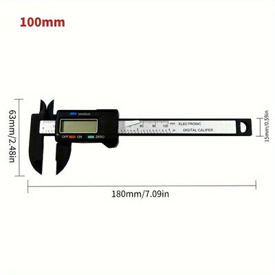 Calibre Digital de Precisión 6 Pulgadas/4 Pulgadas - Esfera de Fibra de Carbono, Herramienta de Medición Micrómetro Vernier con Batería No Recargable