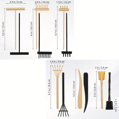 6pcs Herramienta de Rastrillo de Jardín Zen Mini para Arena, Herramientas de Rastrillo de Jardín Zen para Escritorio, Bolígrafo de Empuje de Arena y Roca para Dibujo de Jardín Zen