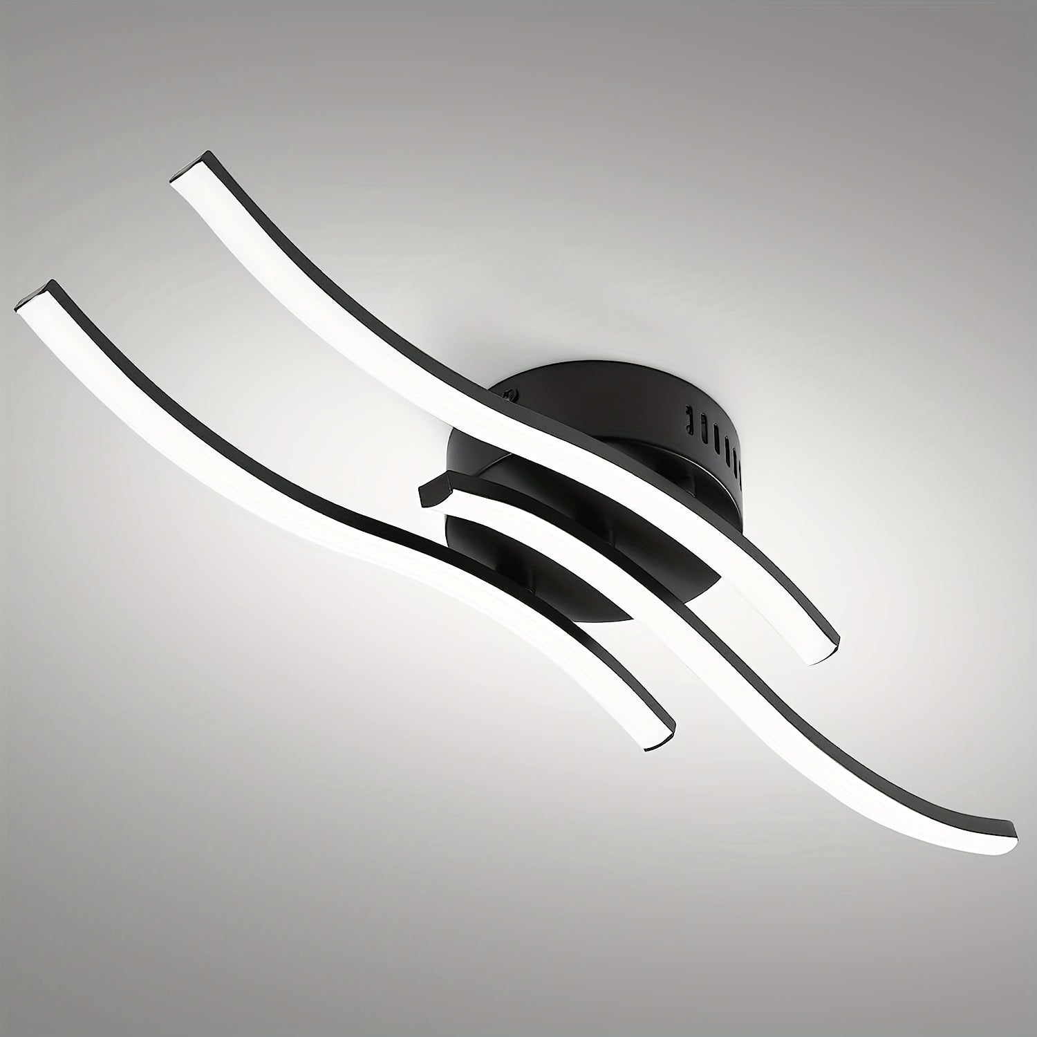 1 pieza de Luz de Techo LED Moderna HIMGOR con Diseño Curvo Elegante, Paneles LED Incorporados 3-en-1 (3000K/4000K/6000 CCT), Acabado Metálico Elegante, Regulable, Interruptor de Pared Incluido para Dormitorio, Sala de Estar o Comedor