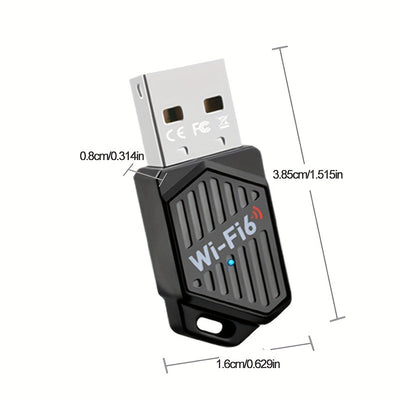 Adaptador de Red Inalámbrica AX900 WiFi 6 - Banda Dual 2.4/5GHz, Velocidades Rápidas de 900Mbps, Plug & Play, Sin Necesidad de Controladores, Compatible con Windows 7/8/10/11, Actualización USB-Powered WiFi 6 para PC, Portátiles, Smartphones y Tabletas -