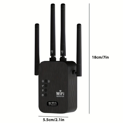 Amplificador de señal Wifi Momoter, modo dual AP/Extensor, fuerte señal Wifi con excelente penetración, soporta 35 dispositivos con 4 antenas para cobertura de 360 grados, incluye puerto Ethernet - Adecuado para oficinas, hogares, cafeterías y otros luga