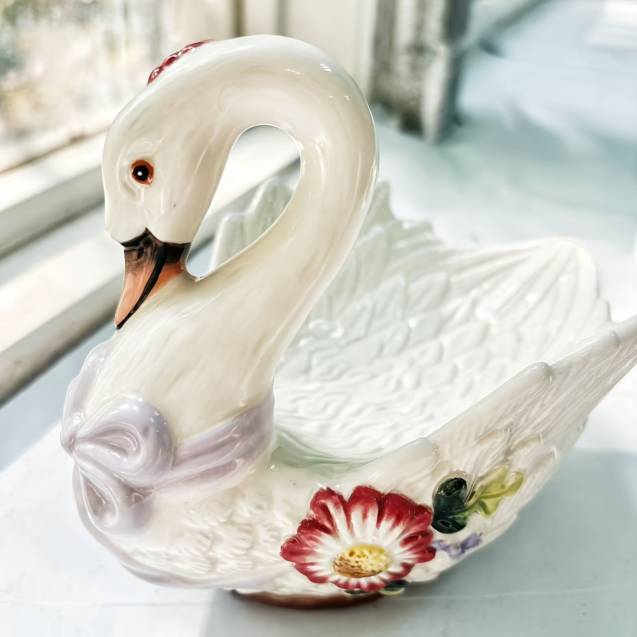 Jabonera en forma de cisne, 1 pieza, colores vivos, realista y muy exquisita