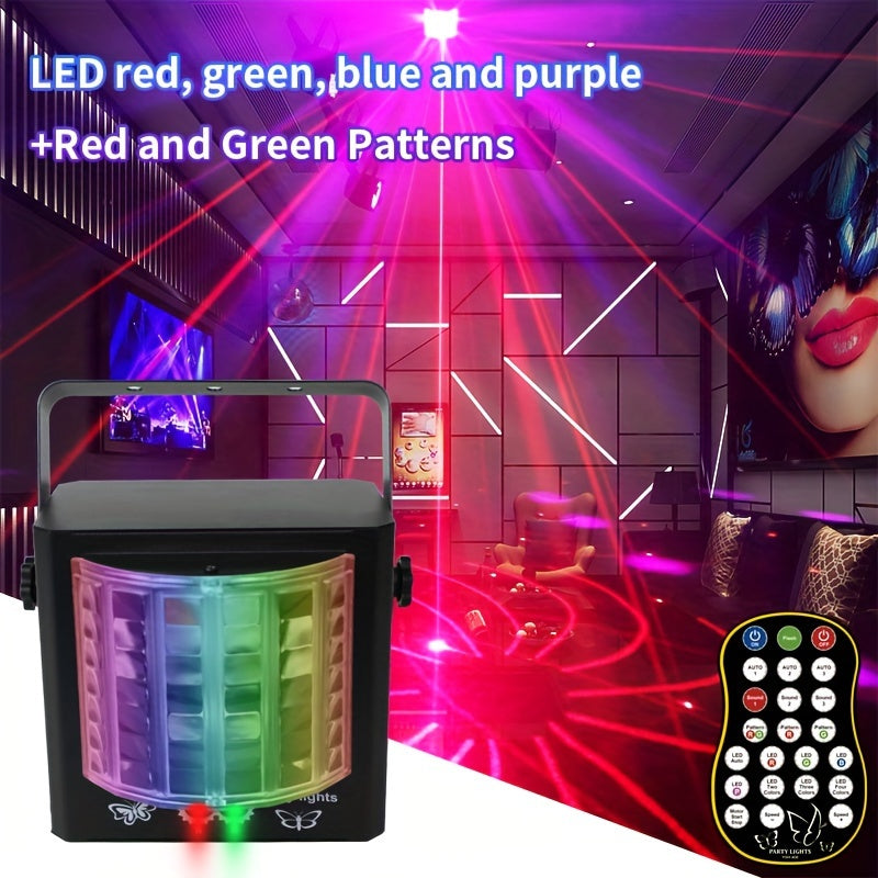 Láser inteligente portátil mini mariposa con cambio de color RGB, proyección multicolor para decoración ambiental, lámpara proyector para discoteca con control de sonido y modo automático, patrones ajustables, ideal para fiestas, espectáculos en vivo, ba