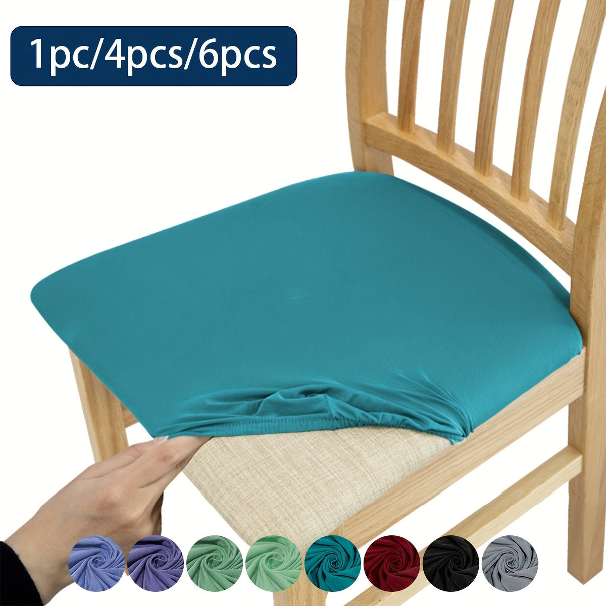 Juego de 1, 4 o 6 fundas elásticas para cojines de silla, ideales para salas, taburetes y decoración del hogar