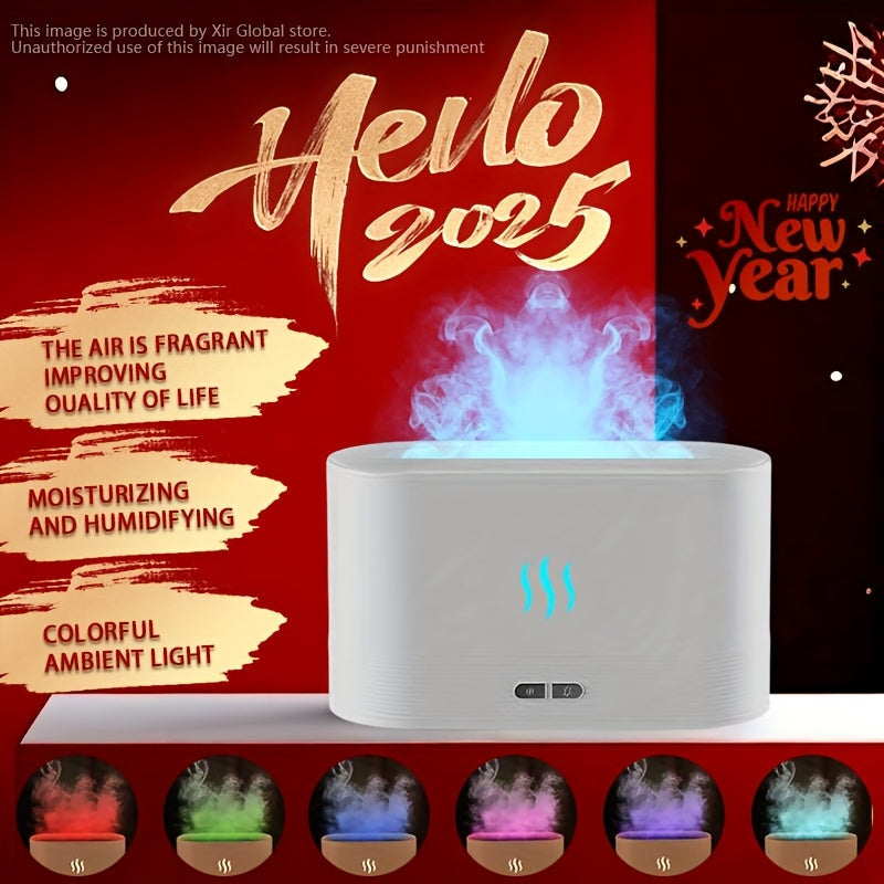 Humidificador y Difusor con Lámpara de Efecto Llama Colorida USB - Tecnología de Ondas Sonoras, Niebla Fría, Temperatura Constante, Ideal para Decoración del Hogar, Regalos para San Valentín, Año Nuevo, Bodas, Día de la Madre y el Padre, Iluminación Ambi