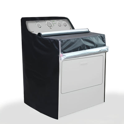 Cubierta de polvo para lavadora y secadora con apertura frontal - Protección solar, no requiere batería, compatible con electrodomésticos de estilo americano, negro con cremallera blanca, accesorio para lavadora y secadora, accesorio para electrodoméstic