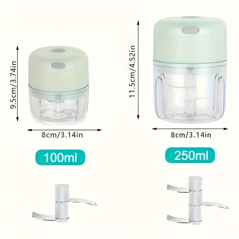 Picadora de Ajo y Molinillo de Carne Eléctrico Recargable por USB Compacto de 8.45oz - Triturador de Cocina de PP Duradero con Diseño Fácil de Limpiar, Incluye Contenedores de Alimentos Multicolores - Ideal para Triturar Ajo, Jengibre, Verduras, Herramie