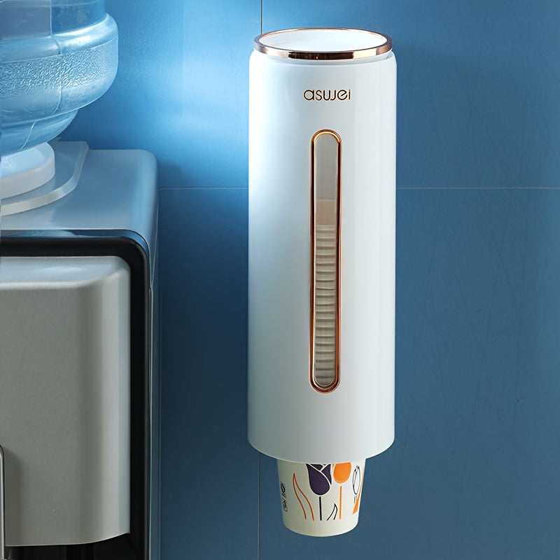 1pc Dispensador De Vasos De Plástico, Soporte De Vasos De Papel Desechables, Estante De Almacenamiento De Vasos Montado En La Pared, Dispensador De Almacenamiento De Vasos Desechables Para Hogar Oficina Hospital, Accesorios De Baño