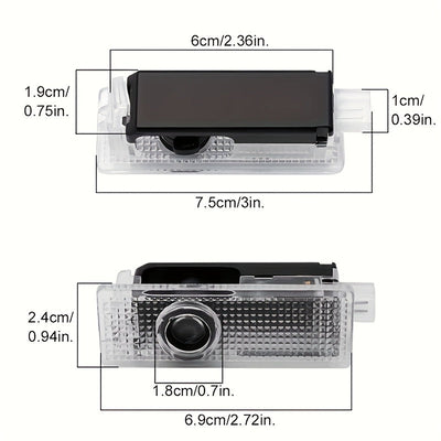 2 piezas para for bmw, luces LED de proyector de logo, blanco, fácil de instalar, no eléctricas, 12-24V, capa protectora transparente, perfectas para el diseño de rendimiento de for bmw, luz de bienvenida escalonada, accesorios de iluminación para coches