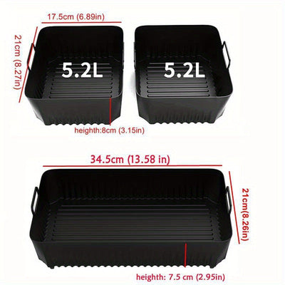 3 piezas de bandeja para freidora de aire, adecuada para freidora de aire Ninja AF500, bandeja de silicona para hornear, bandeja de silicona resistente al calor, bandeja de silicona reutilizable, bandeja de silicona antiadherente, segura para contacto co