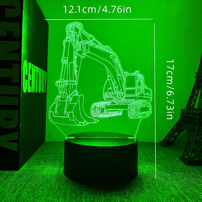 1 Unidad, Luz Nocturna De Ambiente Estilo 3D, Alimentado Por USB, Con Diseño De Excavadora, Creativa, Con Base De Color Oscuro, Con Botón Táctil, Ideal Para El Escritorio, Medidas 6,73 "X 4,76"