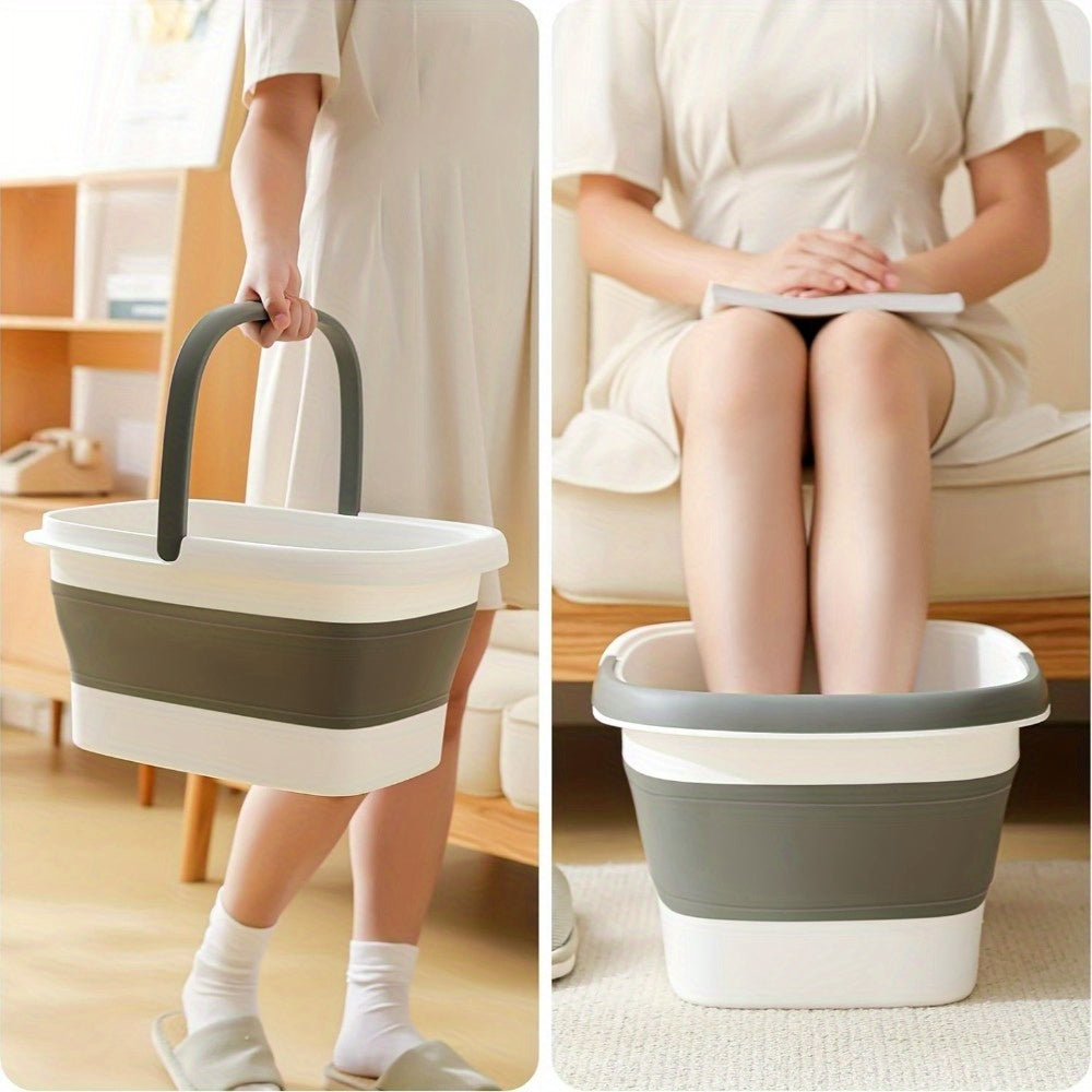 Baño Plegable y Cesto de Lavandería - Tubería de Plástico Resistente con Mango Ergonómico, Bañera Portátil para Hogar, Salón o Viaje - Diseño Ahorrador de Espacio, Sin Necesidad de Electricidad - Ideal para Remojar Pies/Maños, Masaje de Acupresión y Ropa